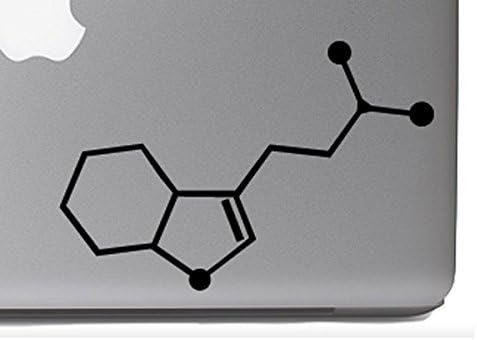 DMT - Диметилтриптамин - Хемиско соединение Скелетна формула - 6 црна винилна декларација за MacBooks и автомобили