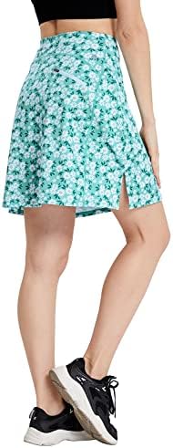 Slimour Women Print Golf Scirt Sparts Sparts со џебови пливаат здолниште со високи половини со шорцеви