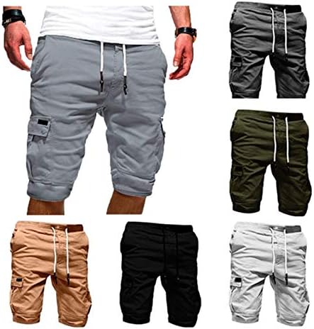 Еластични шорцеви за еластични половини за полнење на мажите Ангонгивел Брзо суво со џебови за обука за вежбање