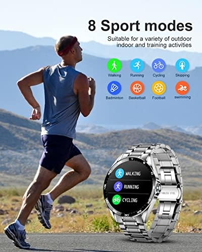 Smiemorl SmartWatch за мажи за телефони со Android и iOS, фитнес -tracker IP67 водоотпорен паметен часовник со монитор за спиење на отчукувањата,