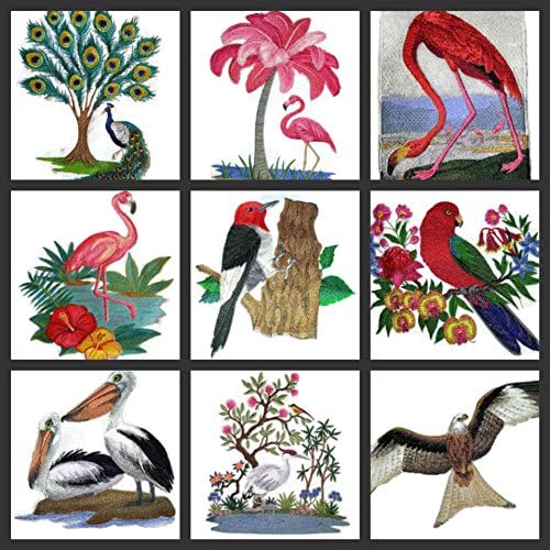 Надвор од природата ткаени во навои, Неверојатни птици Кралство [Фламинго и Хибискус во акварел] [Обичај и уникатно] везено железо на/шива лепенка