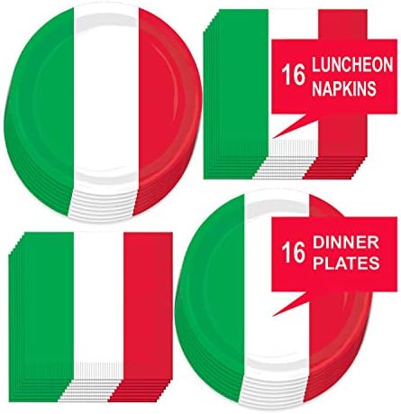 Италијански материјали за забава - Италија знаме црвена, бела и зелена хартија за вечера и салфетки за ручек