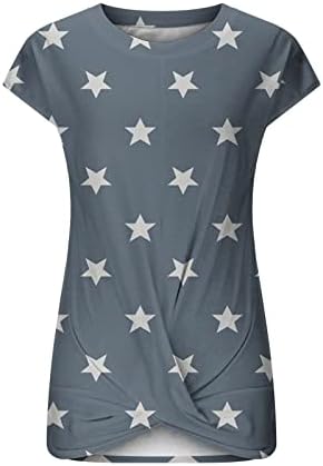 Топ кошула за жени со краток ракав брод со памук памук starвезда леопард печати цветна графичка лесна лабава маица hj hj
