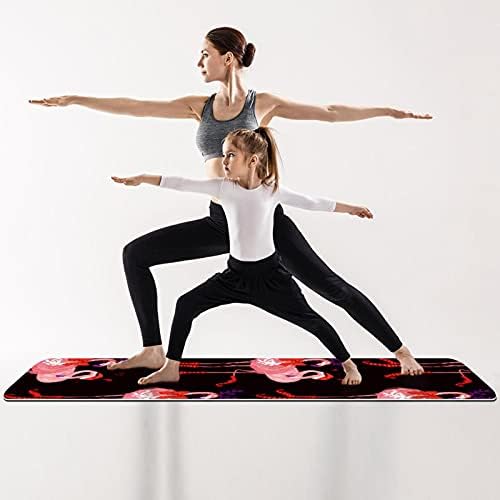 Дебела вежба без лизгање и фитнес 1/4 јога мат со Божиќни фламинго печати за јога пилатес и вежба за фитнес на подот