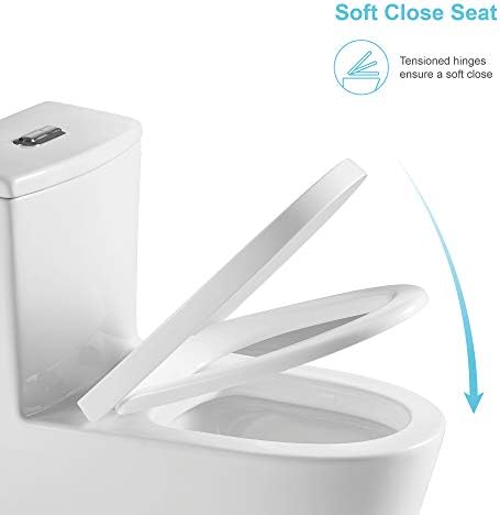 Ериданус Едно парче тоалет, сифонски двојно испирање 0,88/1,2 gpf вода, издолжена чинија со меко блиско седиште, целосно здолниште,