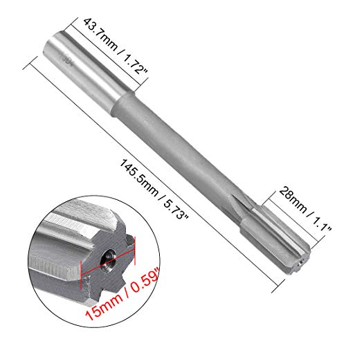 Uxcell Chucking Reamer 15mm, D4 HSS Lathe Machine Reamer 6 директно флејти, алатка за сечење на мелење на метри, метричка дупчење за метални метални