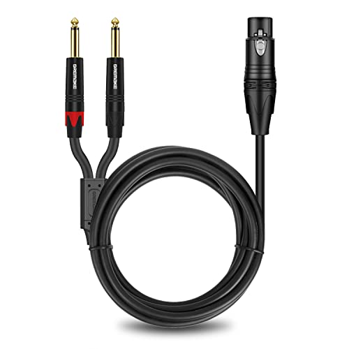 DREMAKE Dual 6.35mm 1/4 Inch to XLR Microphone Cable, Dual Mono 6.35mm Male to XLR Female Audio Y Splitter Patch Cord, Female 3-Pin XLR to