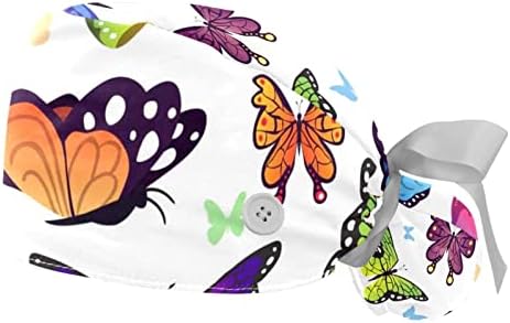 Yidax 2 парчиња пеперутки работни капа буфан капа со една големина мулти боја