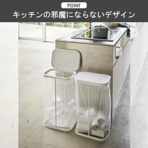 Јамазаки индустрии 4907 x 2 странично отворање на торбички за отпадоци, сет од 2, отпадоци за отпадоци со капак, луце, бело