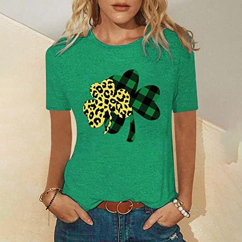 Денот на жените Св Патрик, карирана маица од леопард Детелина, среќна Шамрок графички маици кошули ирски фестивал на празници врвови