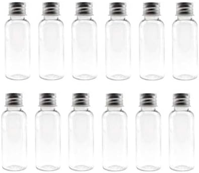 12 парчиња чиста празна пластична примерок шише со шишенце со шишенце со алуминиумска капа за лосион гел за туширање, коместична шминка за шминка,