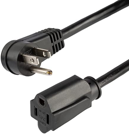 Startech.com 6ft кабел за продолжување на напојувањето, десен агол NEMA 5-15P до NEMA 5-15R, 13A 125V, 16AWG, кабел за продолжување