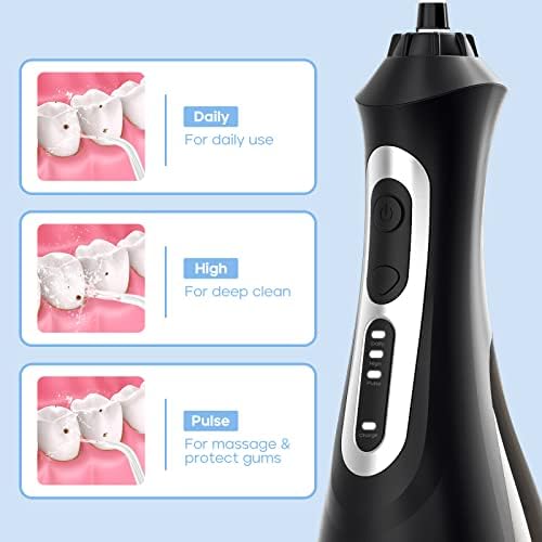 Seago Water Dental Flosser Орален наводнувач со 3 режими ， чистач за заби без безжични средства со 5 совети за млаз ， IPX7