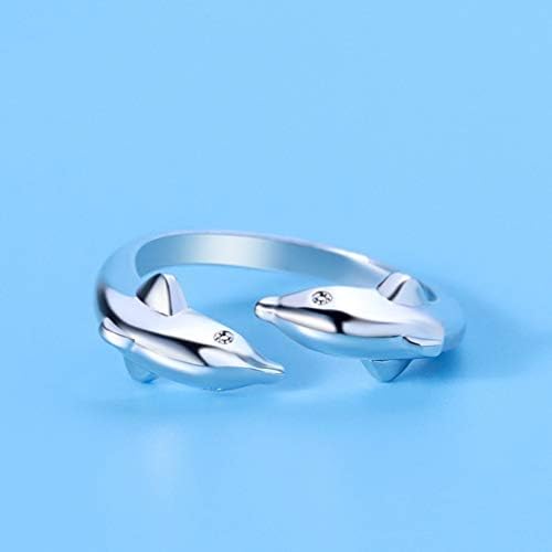 Среќнајами двојка ringsвони двојки ringsвони двојки ringsвони парови прстени 1 парчиња делфини отворено прстен за жени девојки отворено прстен