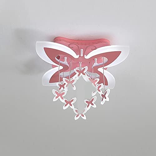 Kwoking Creative Butterfly Light Cartoon LED таванот светло розова акрилна девојка декор виси пеперутки лустер за расадник деца спална соба - бела