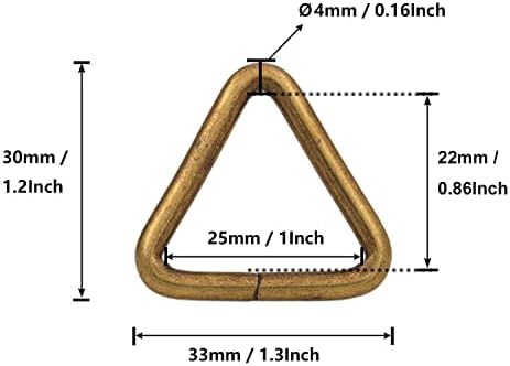 1 '' метални триаголни прстени конектори за тркалезно раб за раб за раб за раб за раб за раб за правење хардвер, црна - пакет од 30