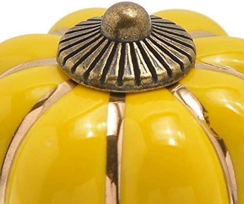 Ongонгџијуан 5-парчиња жолти гроздобер мебел рачка со тиква керамичка врата копчиња за кабинети рачки за фиоки за мебел шкаф кујнски