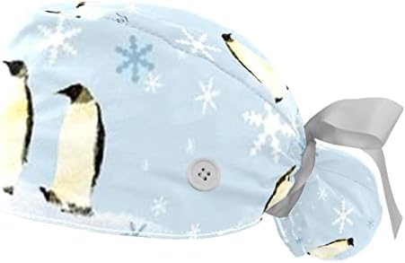 2 пакувања животински пингвин медицински сестри капачиња жени долга коса, прилагодлива вратоврска череп капа, една големина на главата на главата