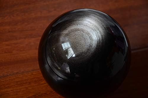 Природно црно сребро сјај опсидијан кристална сфера топка орбита 4,64 инчи духовно лекување на реики