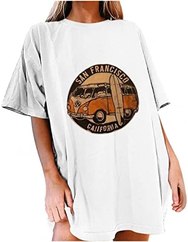 Sobeikre San Francisco - Гроздобер преголема маица за жени пулвер со кратки ракави кошула капка рамо подарок туниќ Топ Баги