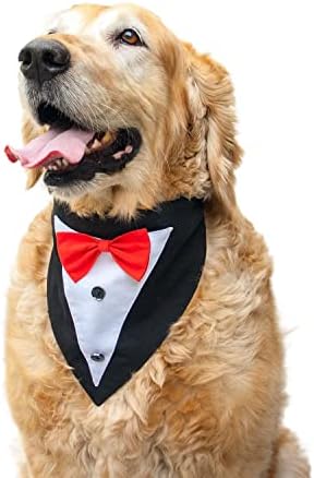 Ruse tuxedo со прилагодливи и удобни анти -кафинг еластични кучиња бандана шал подарок за домашни миленици. Среден-BRA2200001DTB_M