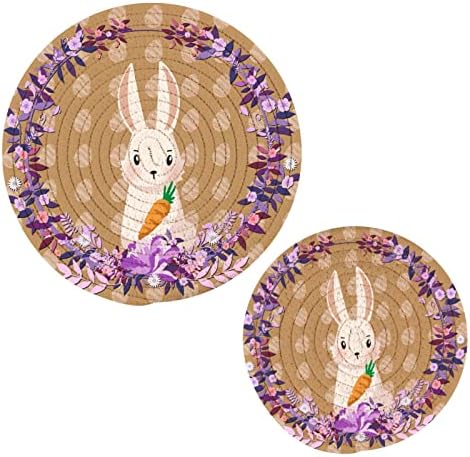 Велигденски зајачиња и велигденски јајца за јајца за жешки садови држачи за тенџере сет од 2 парчиња топли влошки за кујнски отпорни на