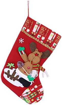 Абаодам Креативни Божиќни Чорапи Торба За Подароци Виси Торба За Складирање Торбичка За Бонбони Празничен Сад Виси Украси За