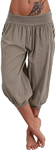 Panенски панталони UQRZAU со џебови 2023 моден летен спорт за висина на половината детали од шорцеви обични панталони