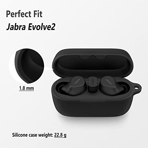 Geiomo Silicone Case компатибилен со пупките Jabra Evolve2, заштитниот капак со карабинер