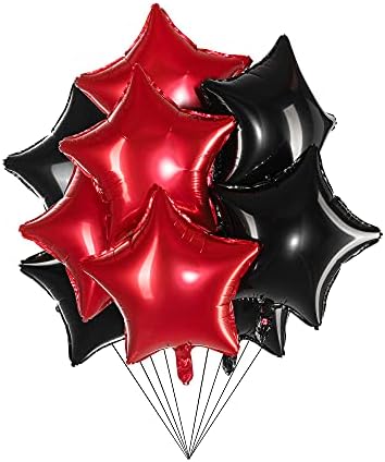 18 Црно Злато Големи Балони Ѕвезда Фолија Милар Хелиум Балони За Партиски Украси, Пакет од 20