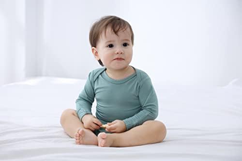 Бебе каросерија со манжетни манжетни, бамбус каросерии со долги ракави пижами за момче девојче