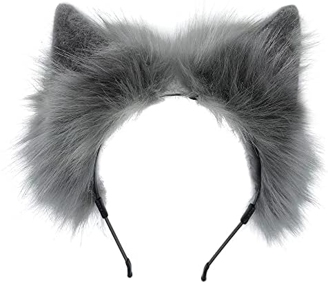 Галиафаја мачка волк лисица кучиња уши со глава рачно изработена долга факс крзно космеј за Ноќта на вештерките