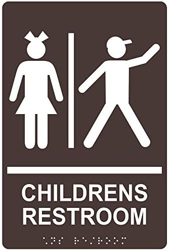 Compliancesigns.com знак за детски простории за детски простории, ада-во согласност со бразил и подигнати букви, 9x6 инчи бело на