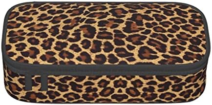 Zeraoke Big Capitil Mencil Case for Teen Girls Boys, Leopard Wallpaper, Голема кутија за пенкало, 3 прегради, платно торбичка за молив