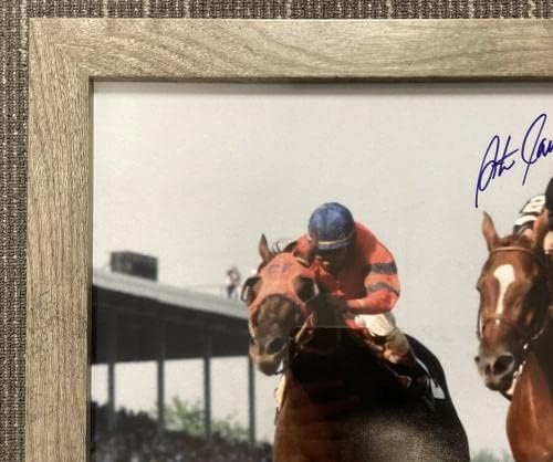 Стив Каутен потпиша фотографија 16x20 Jockey 1978 Triple Crown натпис Рамка JSA - Автограмирани спортски фотографии