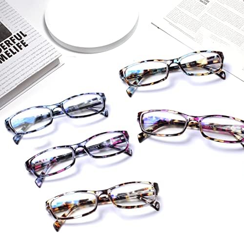 Henotin 5-Пакет Очила За Читање Сина Светлина Блокирање Анти Очила Компјутер Читање Очила За Жени И Мажи Читатели