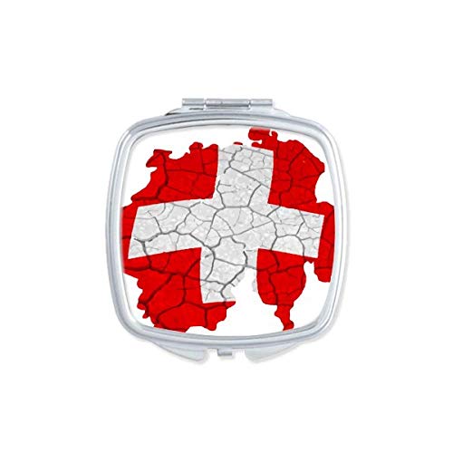 Мапа Швајцарија Знаме Шема Огледало Пренослив Компактен Џеб Шминка Двострано Стакло