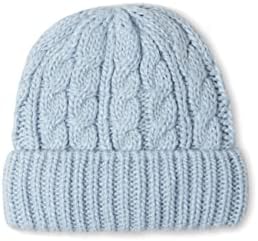 Стил република зимски кабел плетена капа за бенеи за жени и тинејџери - мека внатрешна обвивка за руно, топла капа за зима