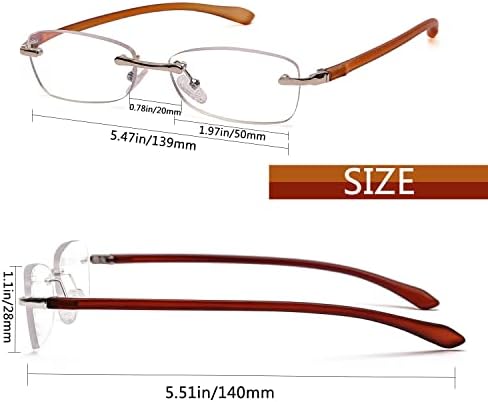 Лесни флексибилни очила за читање за жени, безлични 4 пакувања со сина светлина за блокирање на компјутерски читатели на очила UV 400
