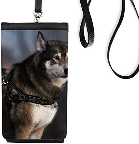 Куче Хаски животно осамен ноќен телефонски паричник чанта што виси мобилна торбичка црн џеб