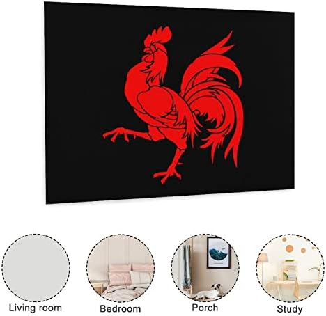 Nudquio Rooster Flag Red Convas Wall Art Sainting Wank Wank Artic Whate за дневна соба Спална соба канцеларија Декорација на декорација