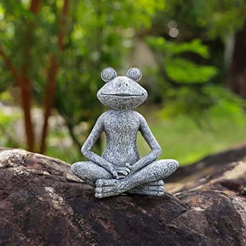 IUUOQIWO 3 парчиња Медитирачки статуа на жаби, 4,1 x5.1 x2.0 Зен животински јога жаби фигура за маса скулптура двор