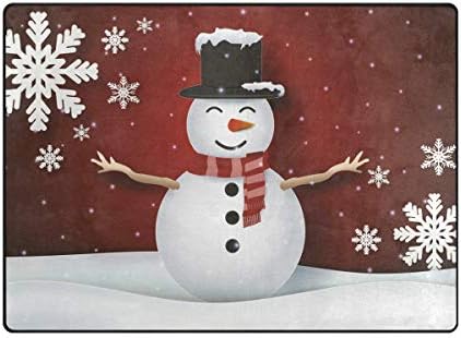 Алаза снежен човек и снегулка Божиќна црвена површина мек без лизгање под подот тепих за дневна соба во спална соба 1 парче 5х7 стапки
