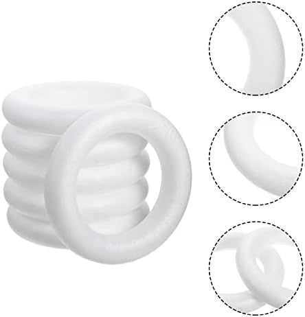 Cabilock 6pcs од пена венец форма 20 см занаетчиски кругови на пена DIY Велигденски прстен за венци, тркалезни полистирен прстени занаетчиски