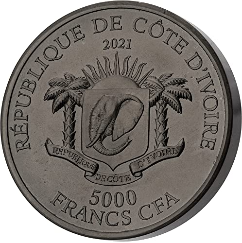 2021 de Edition Noire Powercoin Tiger Big Five Asia 5 Oz Silver Coin 5000 Francs Bov Couse Coast 2021 Uncircual