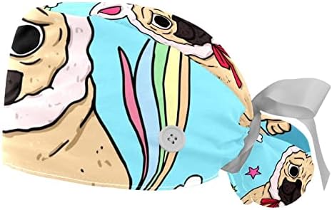 Китови бели 2 парчиња прилагодливи буфни капи со копчиња и обвивки за вратоврска на главата за џемпери лента