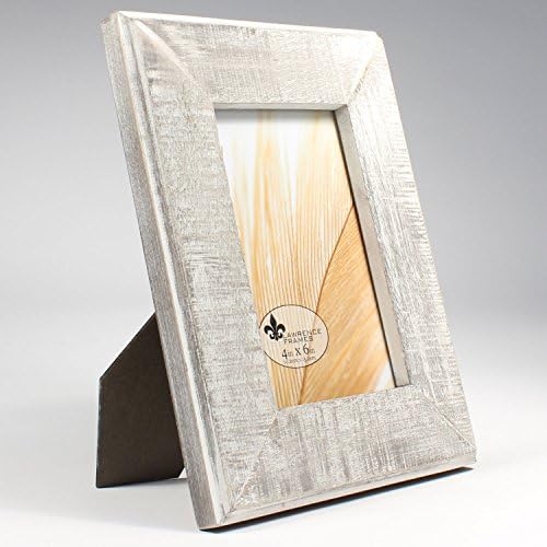 Лоренс рамки 5x7 потресено сиво дрво со рамка за слика за миење на бело миење