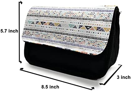 Зачудувачки случај на молив во Бохо, апстрактни влијанија, торба со молив со ткаенини со двоен патент, 8,5 x 5,5, повеќебојни
