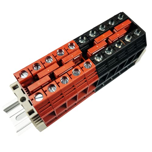 Dinke Combiner DK16N црвена/црна 10 банда кутија конектор DIN железнички терминали блокови, инсталирани 3-14 AWG, 100 засилувачи, 600 волти 8 џемпери