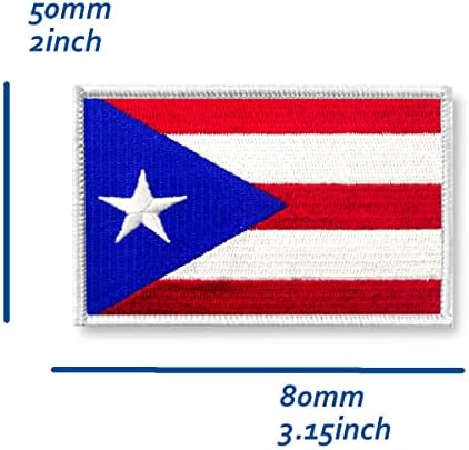 2 парчиња Порто Рико знаме за крпење, 2 × 3,15 инчи извезени апликации Порто Рикан закрпи со задната ознака за кука за панталони